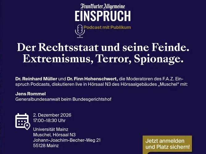 Plakat des F.A.Z. Einspruch Podcast zum Rechtsstaat und seine Feinde